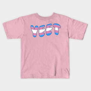 Trans Pride Yeet Transgender Pride Flag Colors Funny LGBTQ Yeet Meme Kids T-Shirt